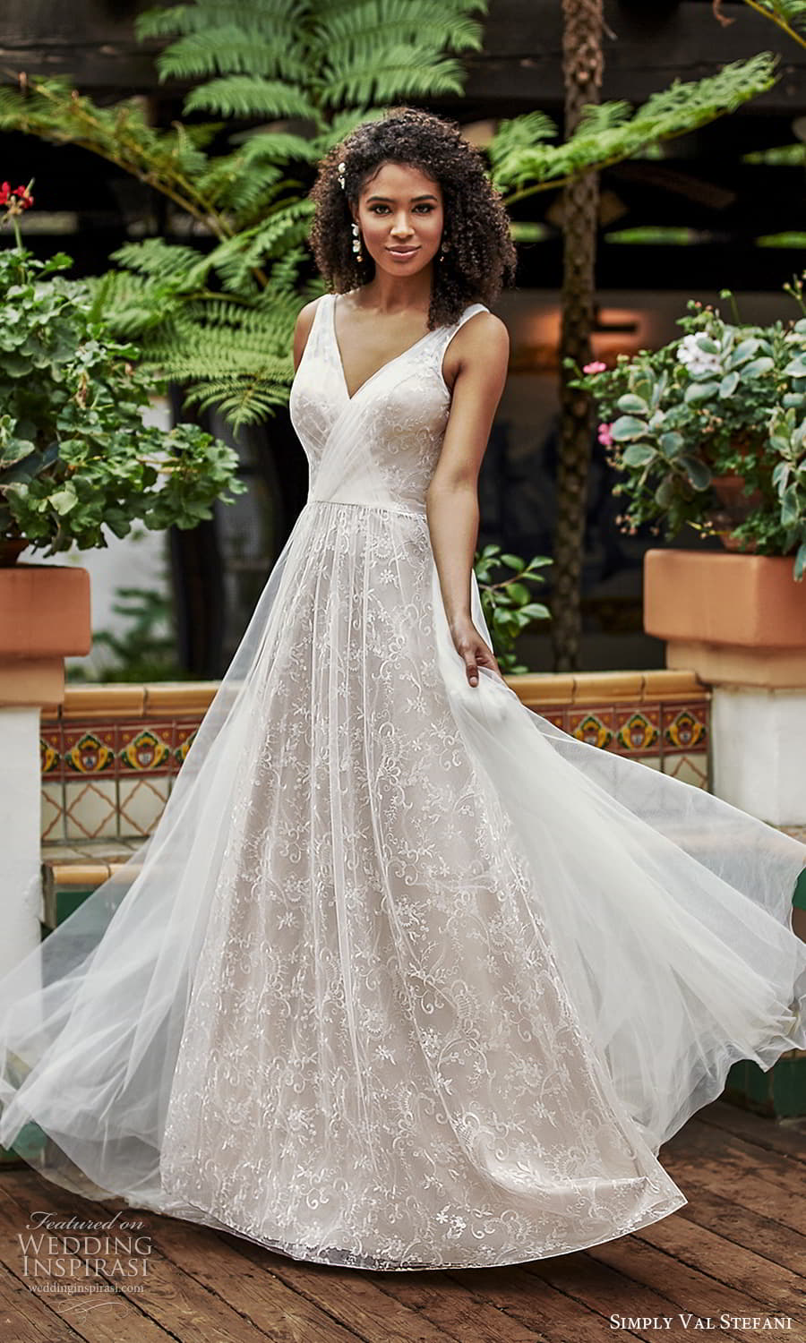 simply val stefani spring 2022 bridal sleeveless straps v neckline fully embellished lace a liine ball gown wedding dress chapel train v back (7) mv