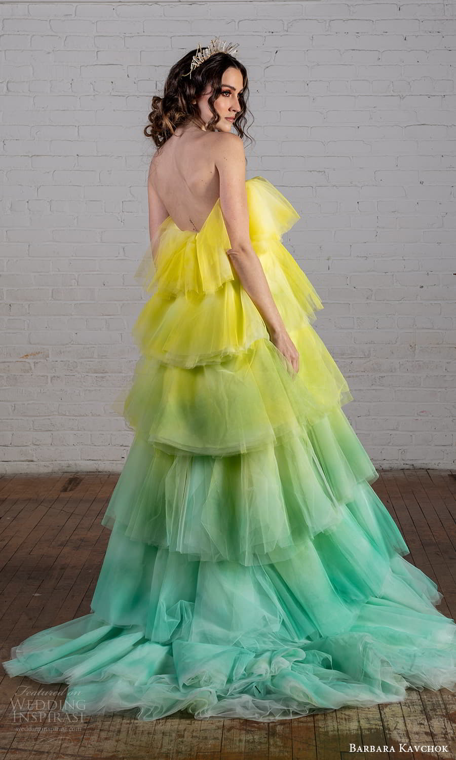 barbara kavchok 2022 nouveau bridal strapless straight across neckline tiered a line tent wedding dress chapel train multi color (15) bv barbara kavchok 2022 nouveau bridal strapless straight across neckline tiered a line tent wedding dress chapel train multi color (15) bv