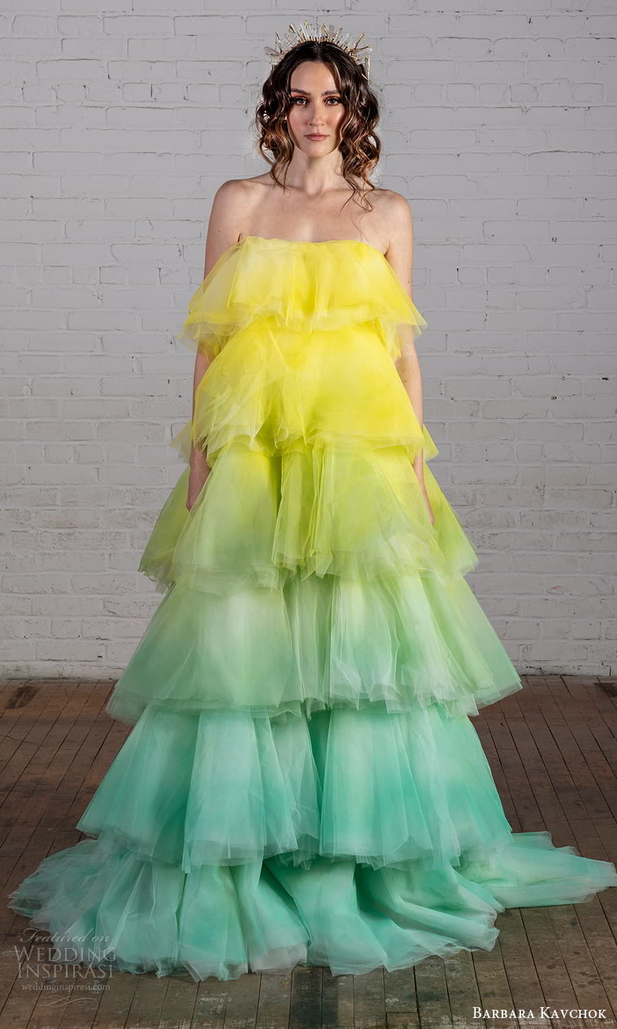 barbara kavchok 2022 nouveau bridal strapless straight across neckline tiered a line tent wedding dress chapel train multi color (15) mv barbara kavchok 2022 nouveau bridal strapless straight across neckline tiered a line tent wedding dress chapel train multi color (15) mv