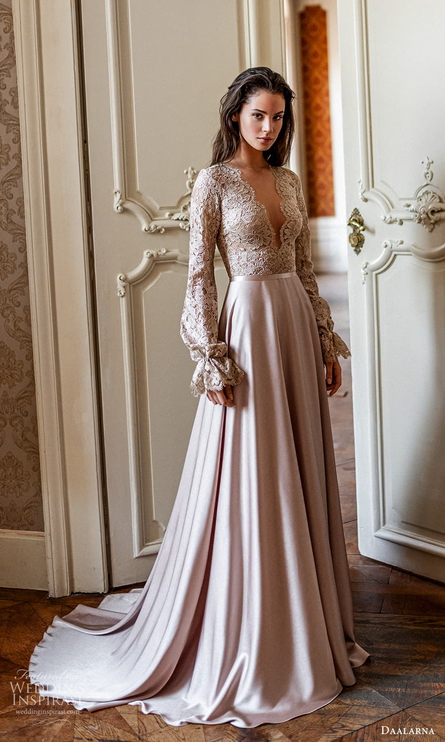daalarna spring 2022 bridal bishop sleeves scallop v neckline embellished lace bodice clean skirt a line wedding dress chapel train (17) mv daalarna spring 2022 bridal bishop sleeves scallop v neckline embellished lace bodice clean skirt a line wedding dress chapel train (17) mv