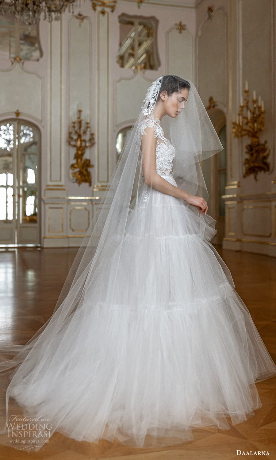 daalarna spring 2022 bridal cap sleeve jewel neckline sheer embellished lace bodice clean skirt a line ball gown wedding dress chapel train (13) sv daalarna spring 2022 bridal cap sleeve jewel neckline sheer embellished lace bodice clean skirt a line ball gown wedding dress chapel train (13) sv