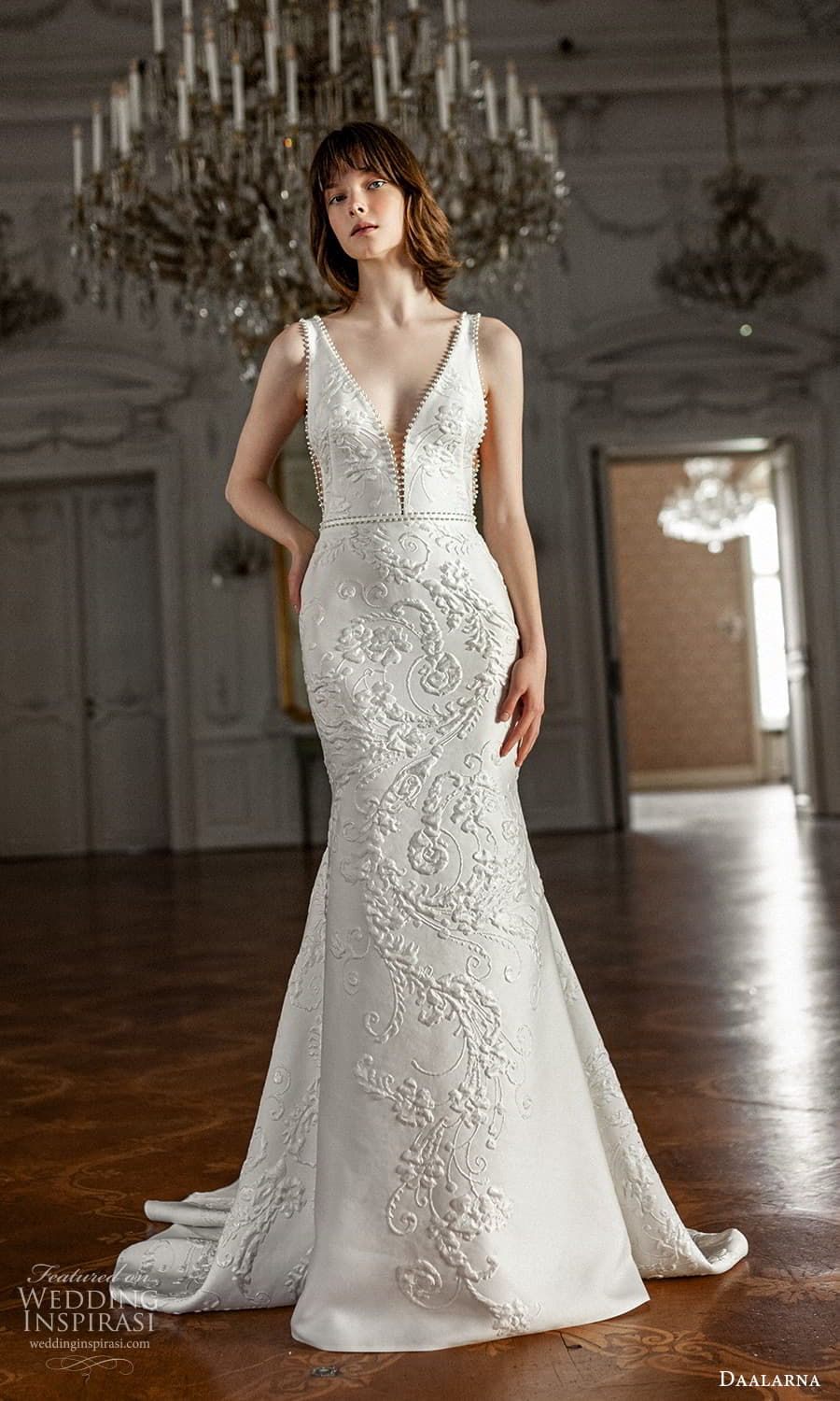 daalarna spring 2022 bridal sleeveless straps plunging v neckline fully embellished sheath fit flare wedding dress chapel train (28) mv daalarna spring 2022 bridal sleeveless straps plunging v neckline fully embellished sheath fit flare wedding dress chapel train (28) mv