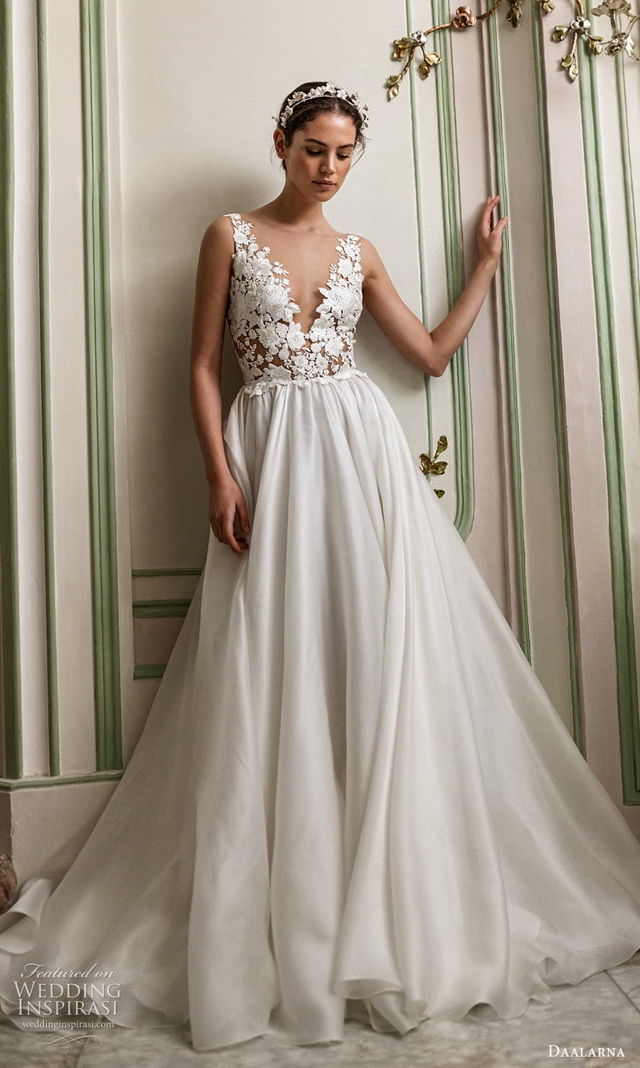 daalarna spring 2022 bridal sleeveless v neckline embellished bodice clean skirt a line wedding dress chapel train (2) mv daalarna spring 2022 bridal sleeveless v neckline embellished bodice clean skirt a line wedding dress chapel train (2) mv