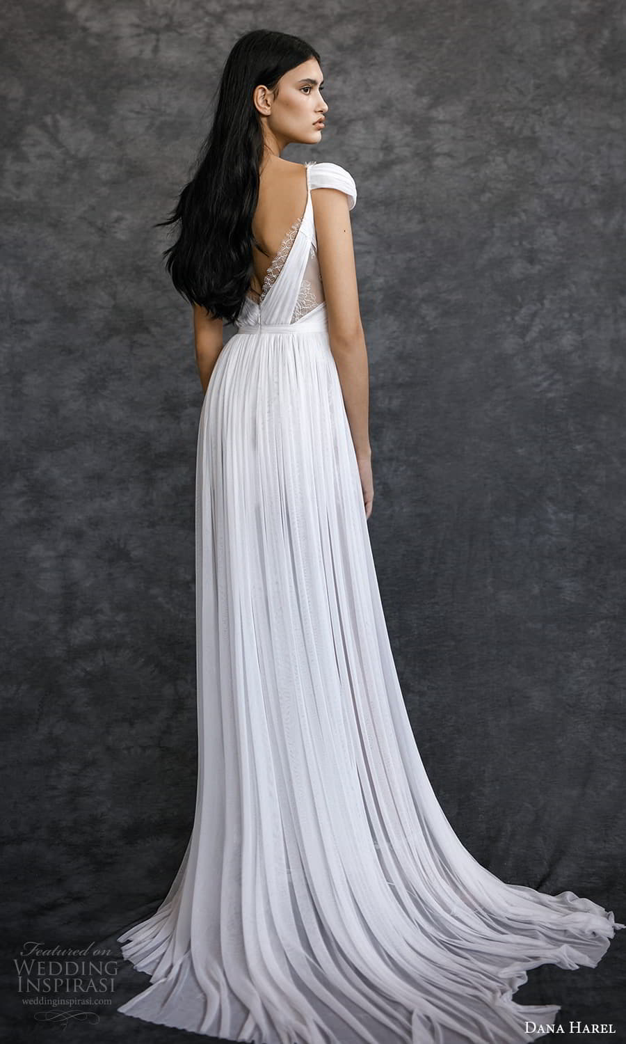 dana harel spring 2022 bridal off shoulder straps surplice sweetheart neckline ruched a line wedding dress chapel train (3) bv dana harel spring 2022 bridal off shoulder straps surplice sweetheart neckline ruched a line wedding dress chapel train (3) bv
