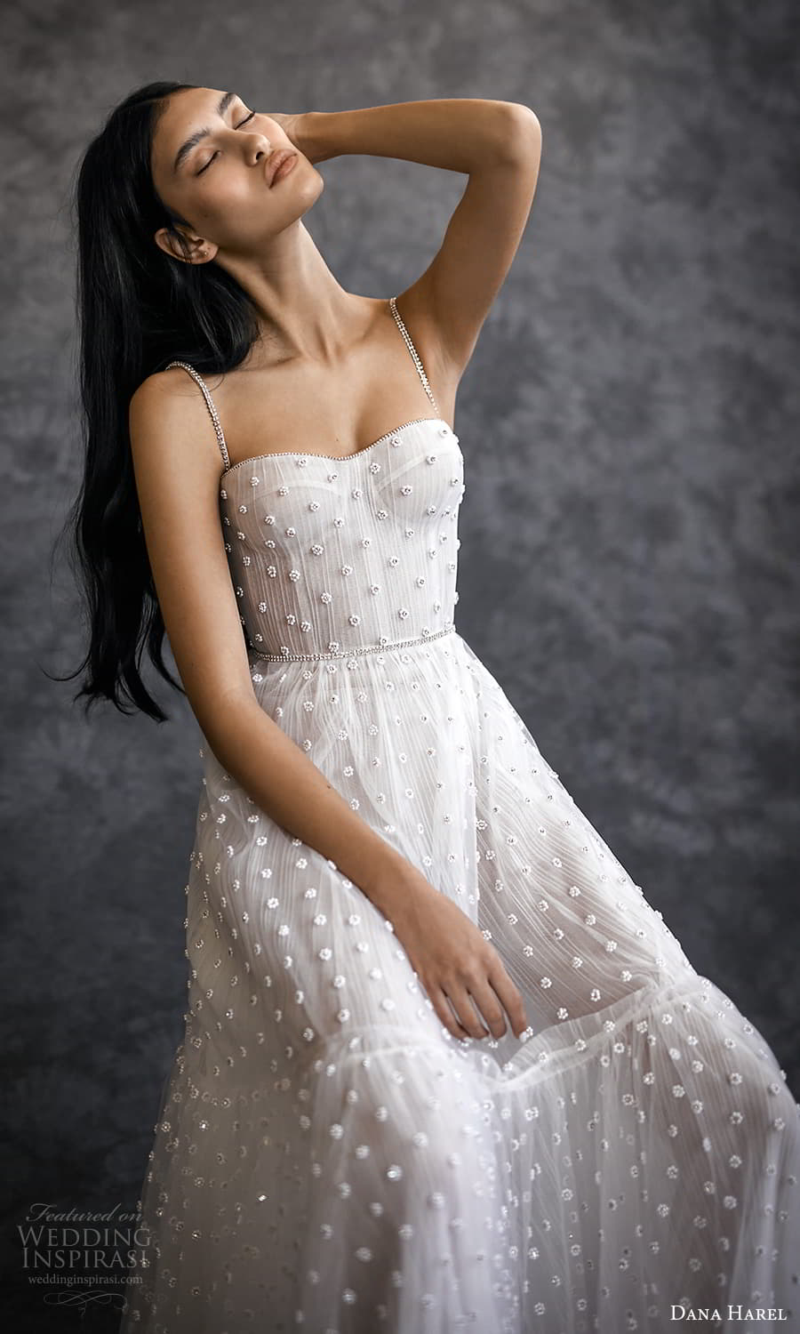 dana harel spring 2022 bridal sleeveless straps semi sweetheart neckline fully embellished a line wedding dress sweep train (4) zv dana harel spring 2022 bridal sleeveless straps semi sweetheart neckline fully embellished a line wedding dress sweep train (4) zv