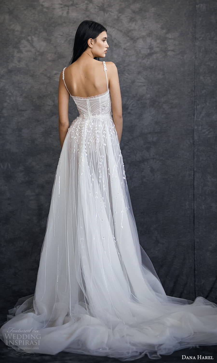 dana harel spring 2022 bridal sleeveless straps sweetheart neckline fully embellished a line ball gown wedding dress chapel train (1) bv