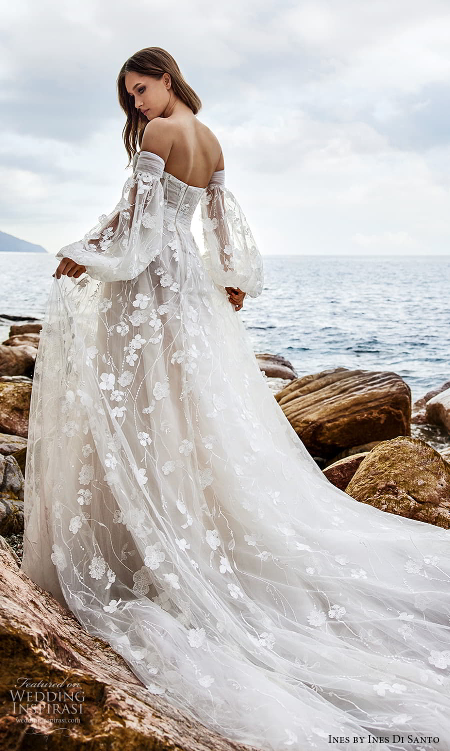 ines ines di santo spring 2022 bridal detached bishop sleeves strapless sweetheart neckline fully embellished a line ball gown wedding dress chapel train (1) bv