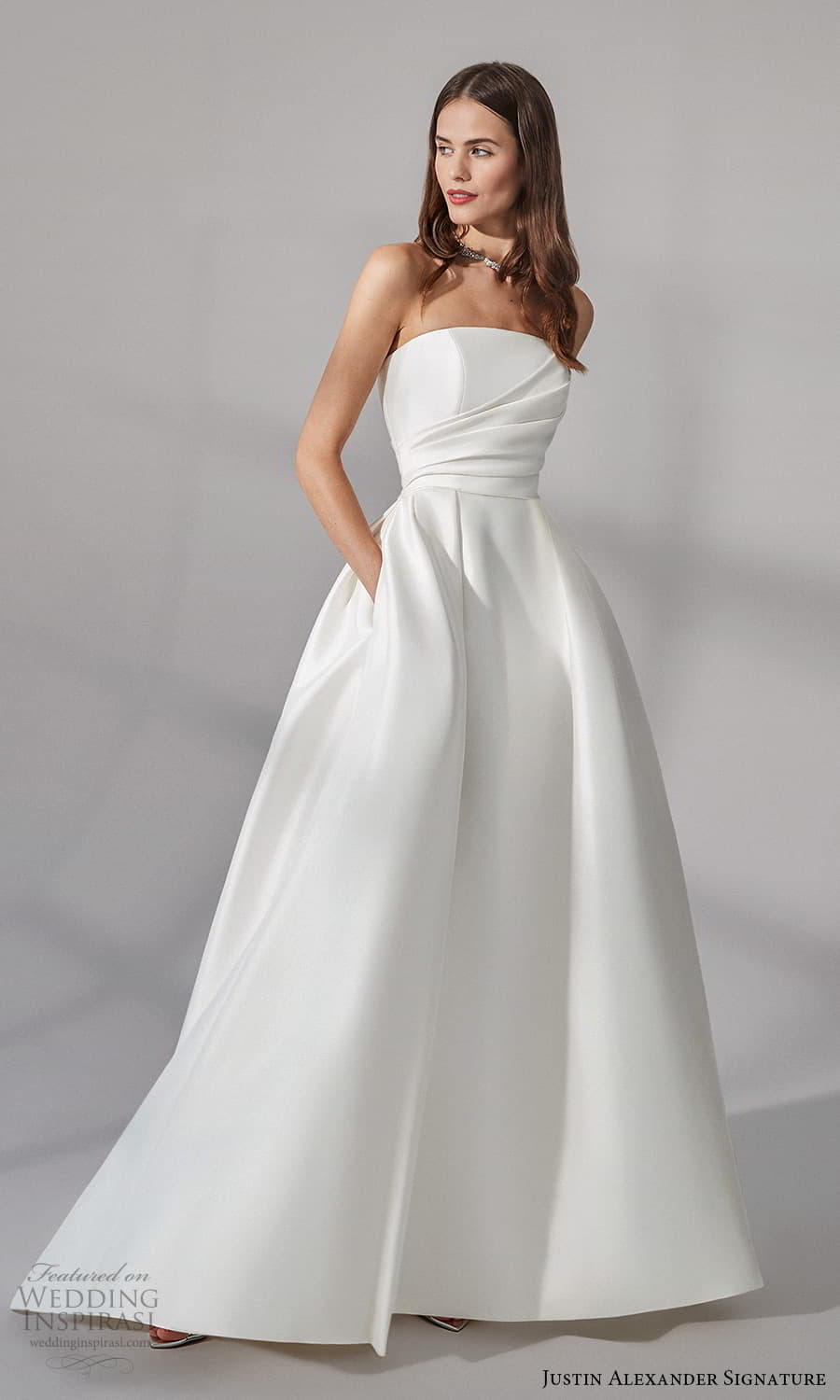 justin alexander signature fall 2021 bridal straples straight across neckline clean minimalist a line wedding dress slit skirt (6) mv justin alexander signature fall 2021 bridal straples straight across neckline clean minimalist a line wedding dress slit skirt (6) mv