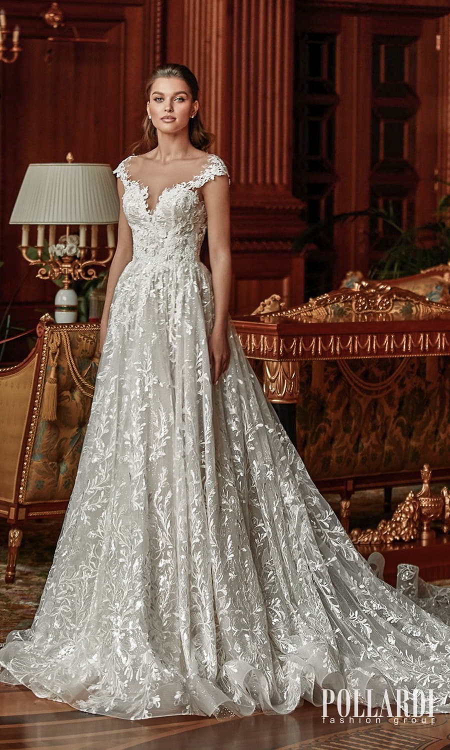 pollardi 2022 your triumph bridal cap sleeves off shoulder sweetheart neckline fully embellished lace a line ball gown wedding dress chapel train (classic) mv