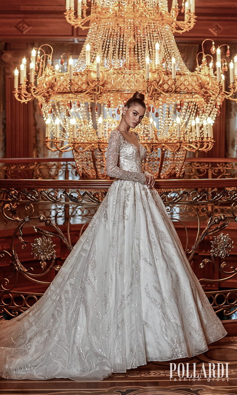 pollardi 2022 your triumph bridal long sleeve sweetheart neckline fully embellished a line ball gown wedding dress chapel train (luxury) mv