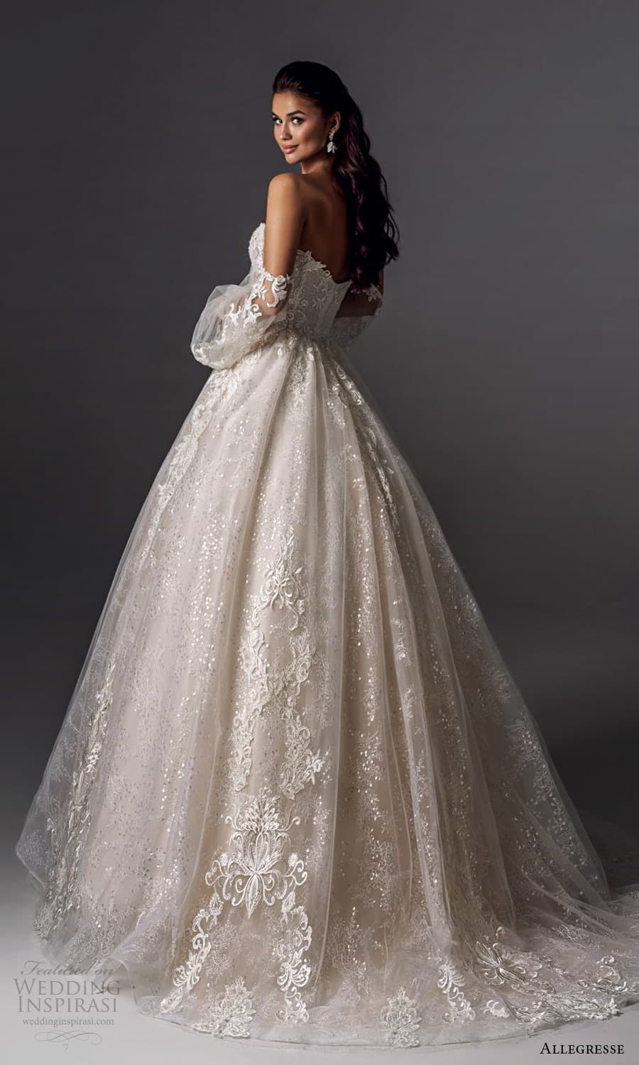 allegresse 2022 bridal off shoulder puff balloon sleeves sweethaeart neckline fully embellished a line ball gown wedding dress chapel train (4) bv allegresse 2022 bridal off shoulder puff balloon sleeves sweethaeart neckline fully embellished a line ball gown wedding dress chapel train (4) bv
