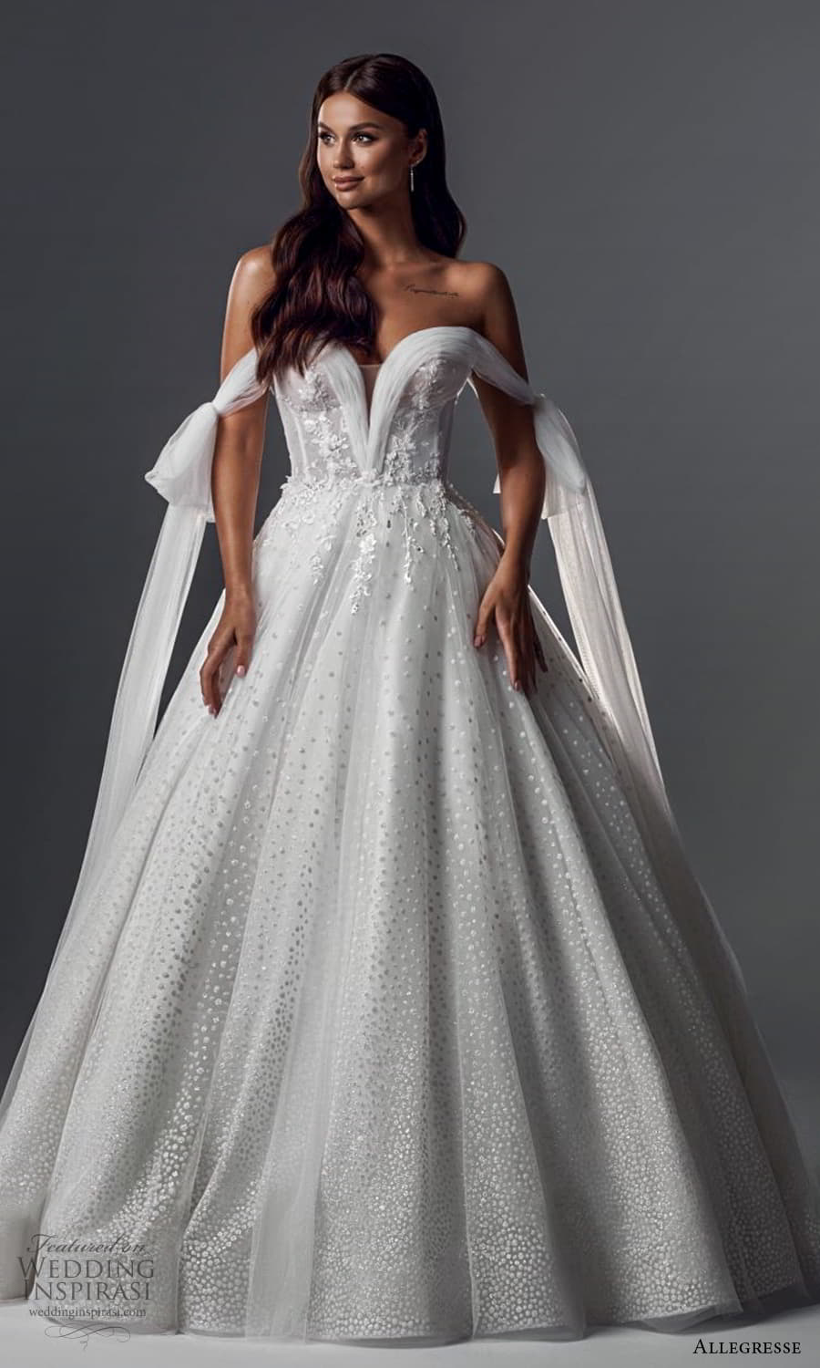 allegresse 2022 bridal off shoulder straps sweetheart neckline fully embellished a line ball gown wedding dress chapel train (23) mv