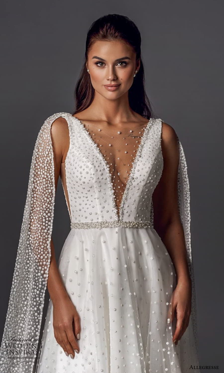 allegresse 2022 bridal sleeveless thick straps plunging v necklne embelilshed a line ball gown wedding dress capel (8) zv