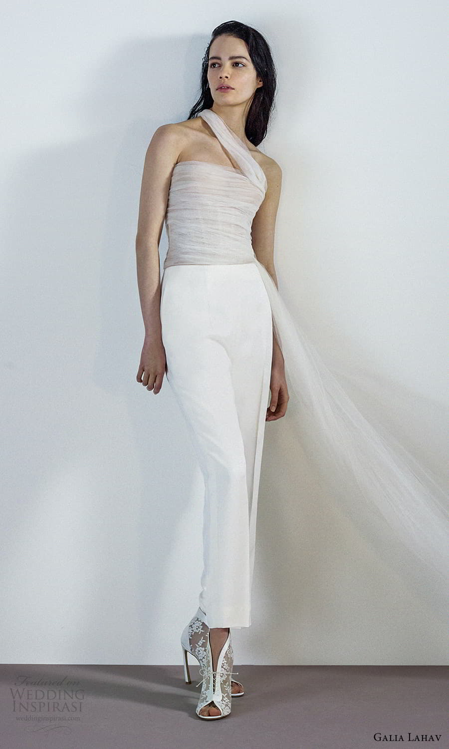 galia lahav 2022 pret bridal one shoulder strap straight across neckline ruched bodice corset trouser wedding dress (11) mv galia lahav 2022 pret bridal one shoulder strap straight across neckline ruched bodice corset trouser wedding dress (11) mv