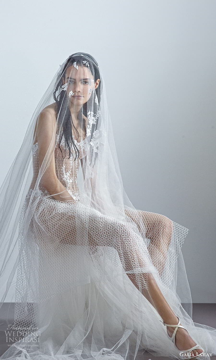 galia lahav 2022 pret bridal strapless sweetheart neckline fully embellished sheer skirt a line wedding dress veil (6) zv
