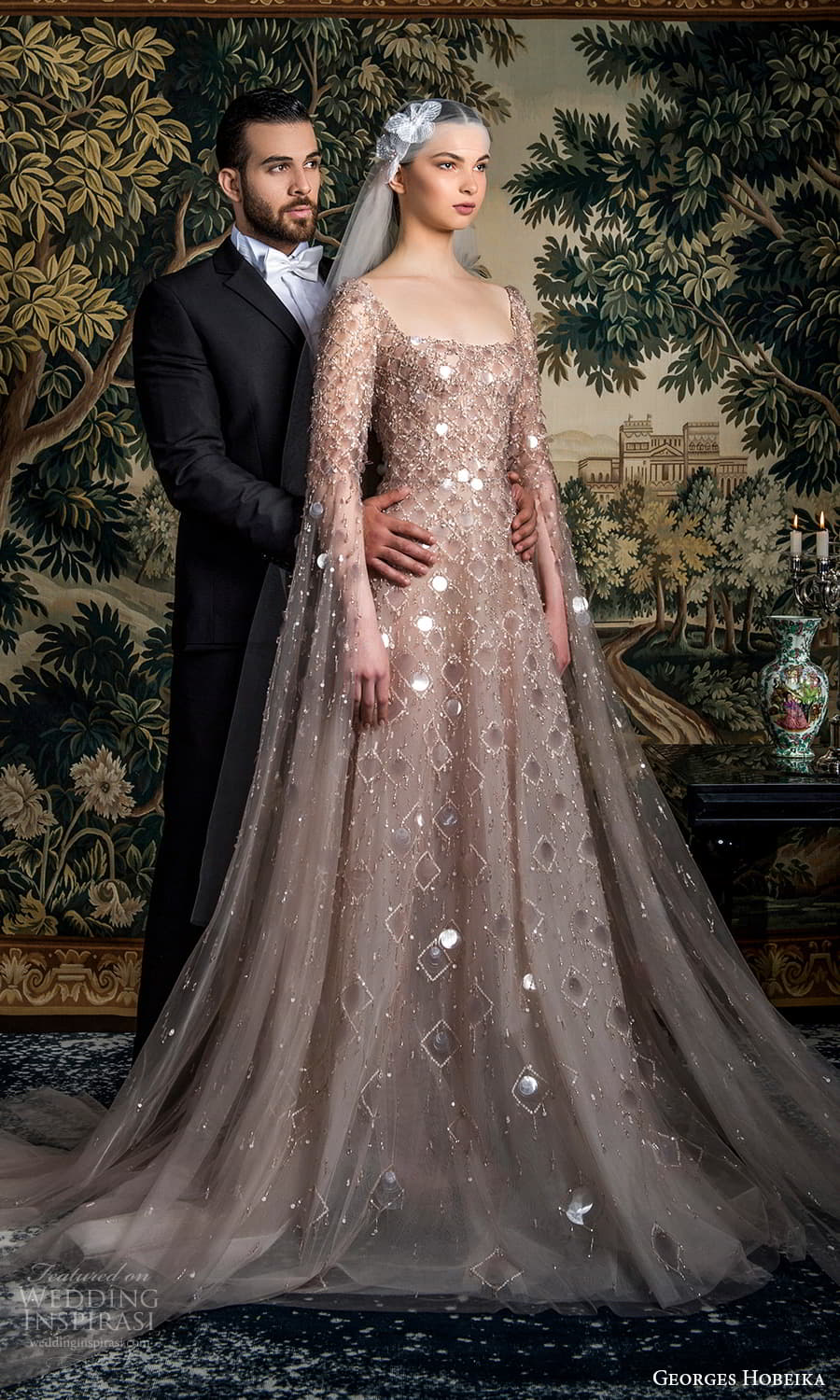 georges hobeika spring 2022 bridal long flare sleeves square neckline fully embellished a line ball gown wedding dress chapel train (3) mv georges hobeika spring 2022 bridal long flare sleeves square neckline fully embellished a line ball gown wedding dress chapel train (3) mv