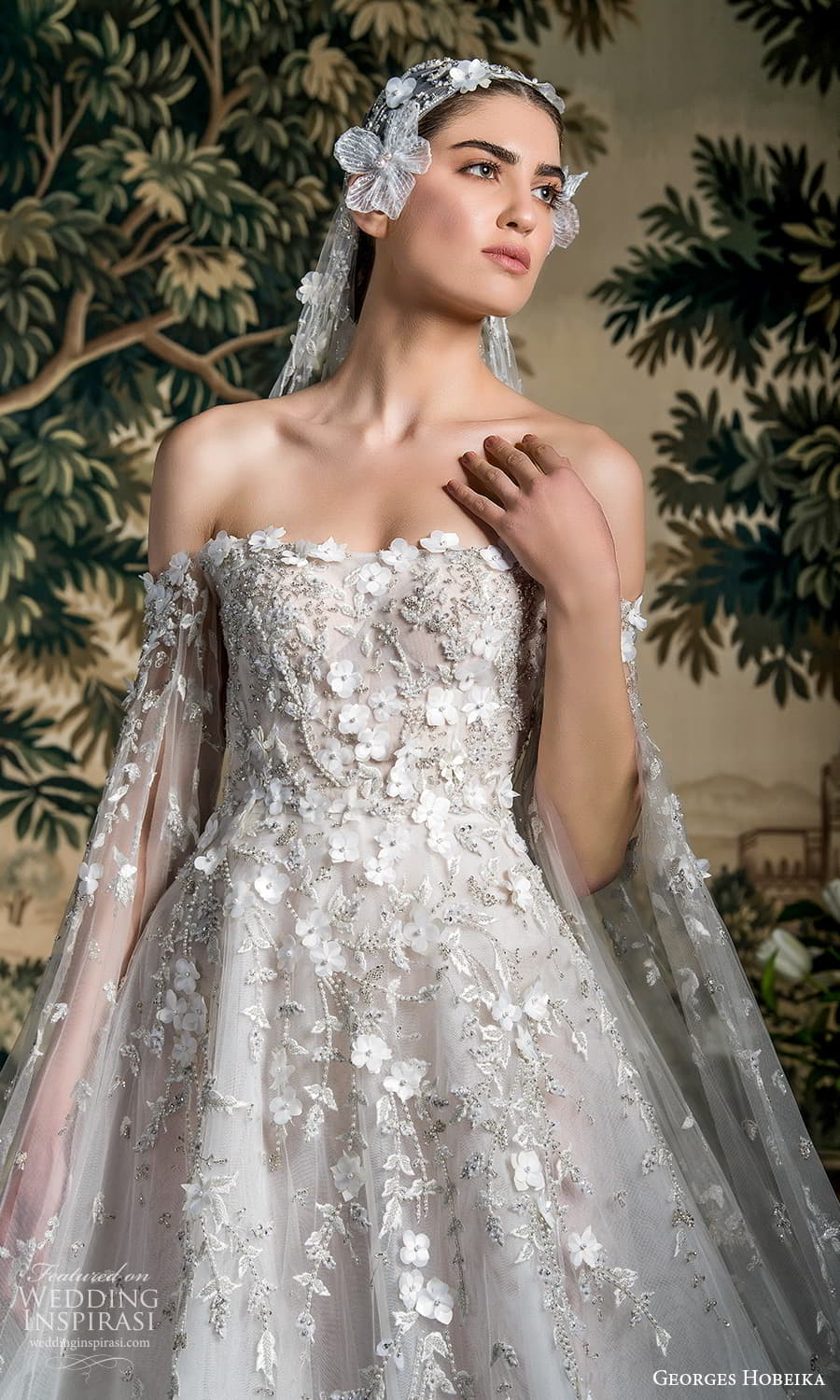 georges hobeika spring 2022 bridal off shoulder split long sleeves semi sweetheart neckline fully embellished a line ball gown wedding dress chapel train (7) zv