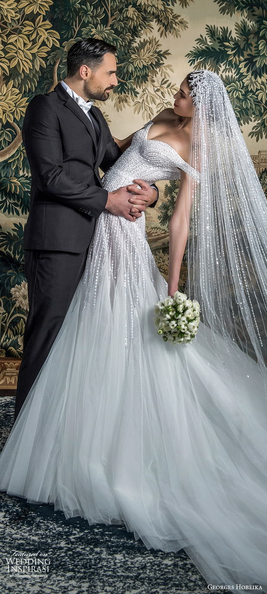 georges hobeika spring 2022 bridal off shoulder straps sweetheart neckline fully embellished fit flare wedding dress chapel train (4) lv georges hobeika spring 2022 bridal off shoulder straps sweetheart neckline fully embellished fit flare wedding dress chapel train (4) lv