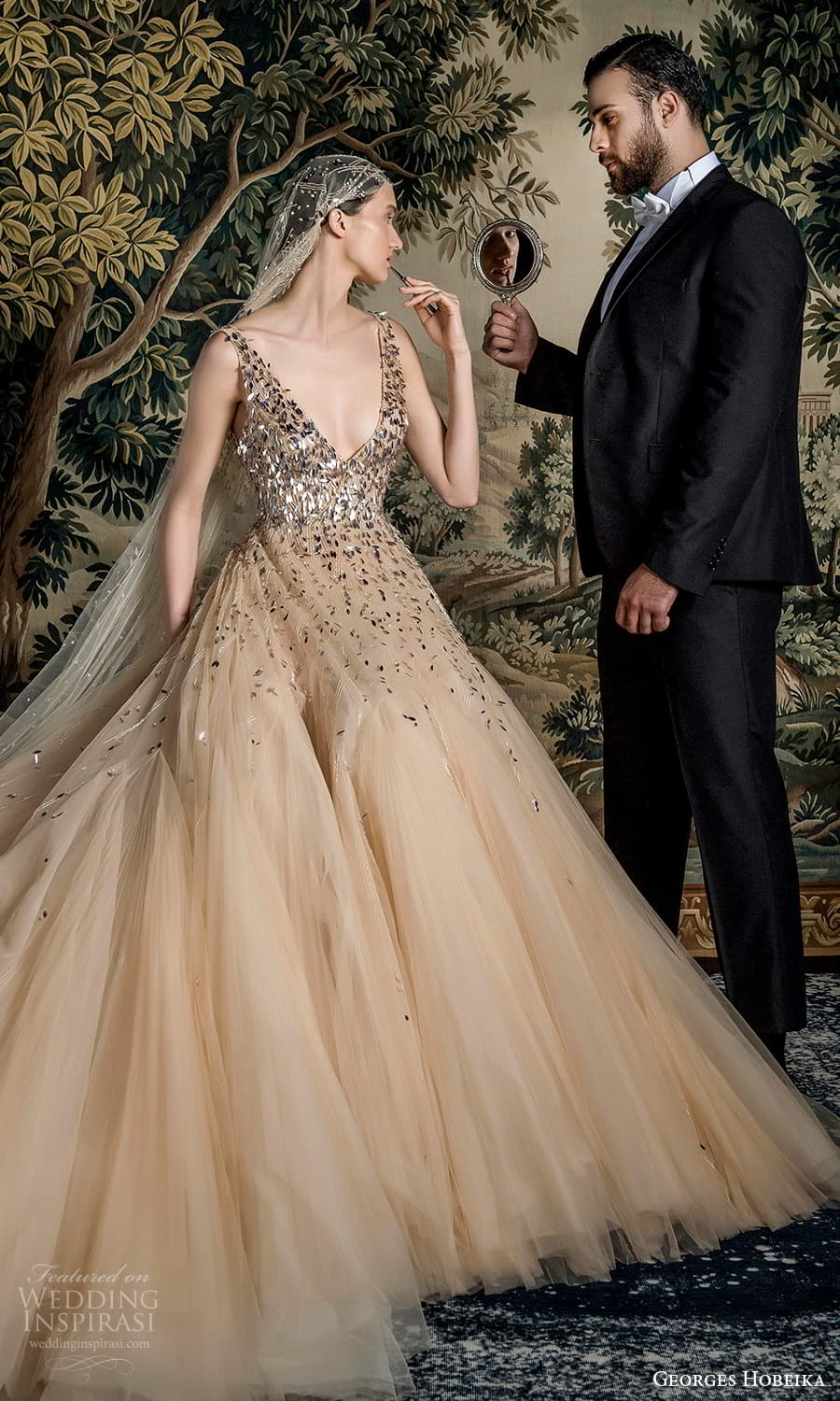 georges hobeika spring 2022 bridal sleeveless straps v neckline heavily embellished bodice a line wedding dress chapel train (8) mv georges hobeika spring 2022 bridal sleeveless straps v neckline heavily embellished bodice a line wedding dress chapel train (8) mv