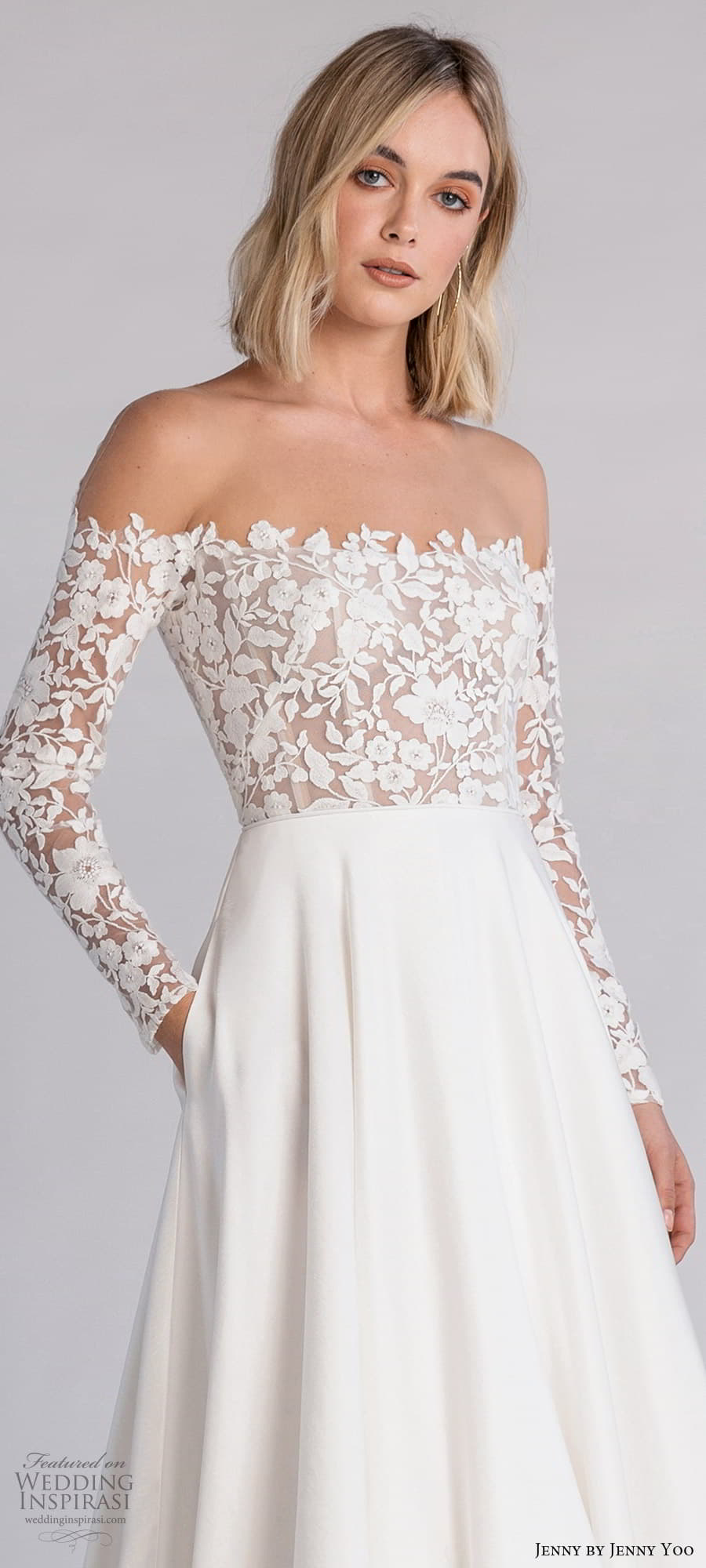 jenny jenny yoo fall 2021 bridal off shoulder long sleeve embellished bodice clean skirt a line wedding dress chapel train (1) zv jenny jenny yoo fall 2021 bridal off shoulder long sleeve embellished bodice clean skirt a line wedding dress chapel train (1) zv