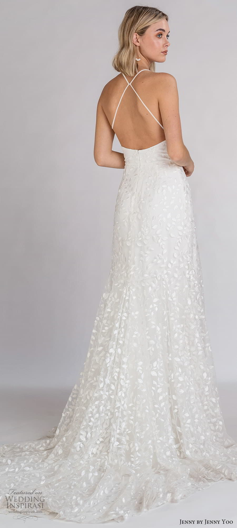jenny jenny yoo fall 2021 bridal sleeveless cross straps plunging v neckline embellished a line wedding dress chapel train (3) bv jenny jenny yoo fall 2021 bridal sleeveless cross straps plunging v neckline embellished a line wedding dress chapel train (3) bv