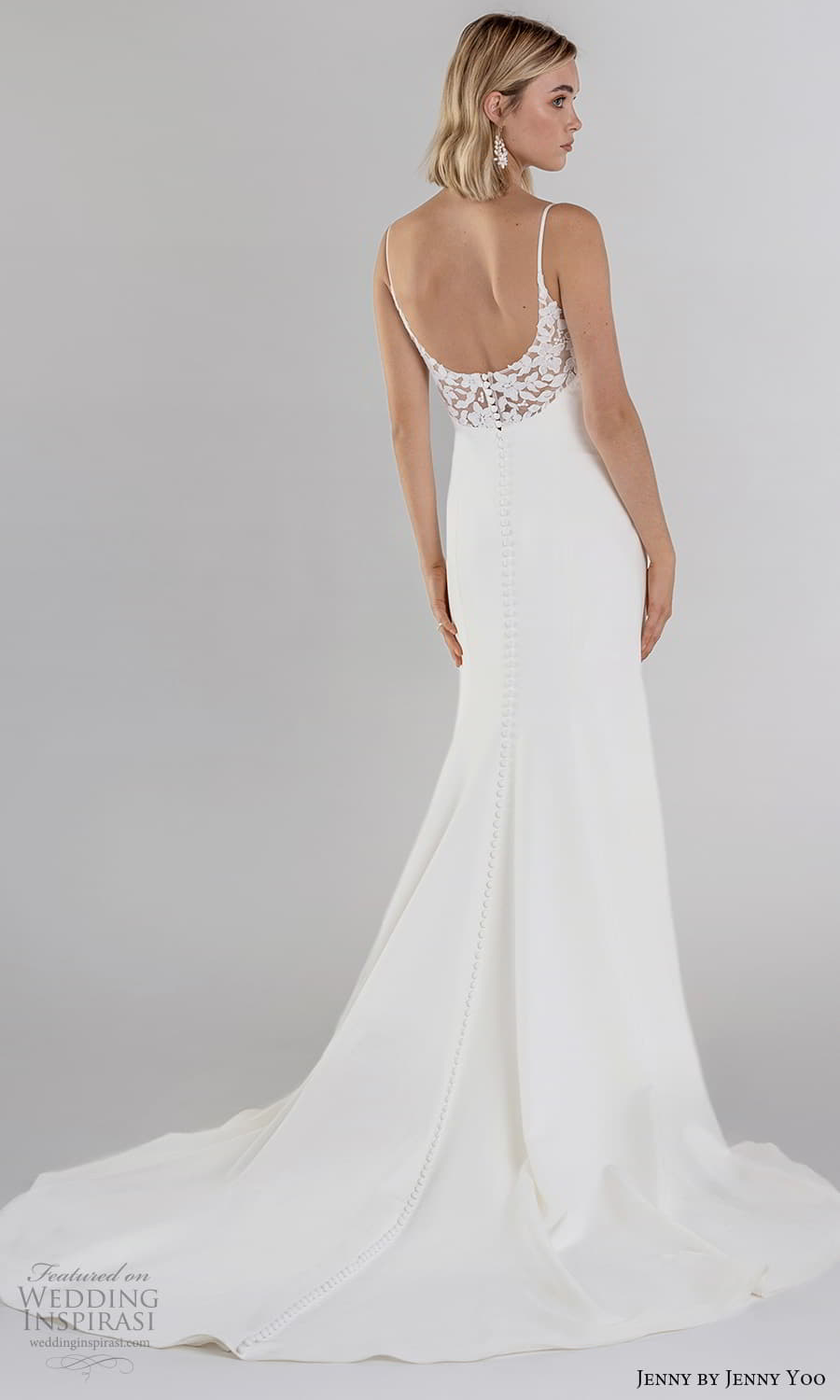 jenny jenny yoo fall 2021 bridal sleeveless straps semi scoop neckline clean minimalist sheath wedding dress chapel trian (6) bv