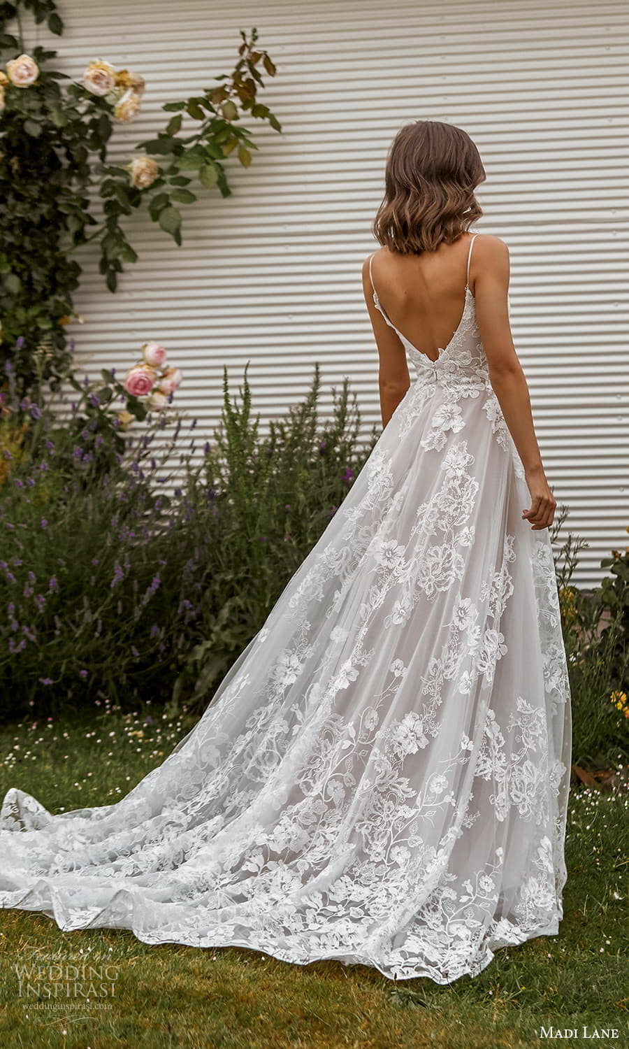 madi lane fall 2021 bridal sleeveless straps vneckline fully embellished a line ball gown wedding dress chapel train (14) bv