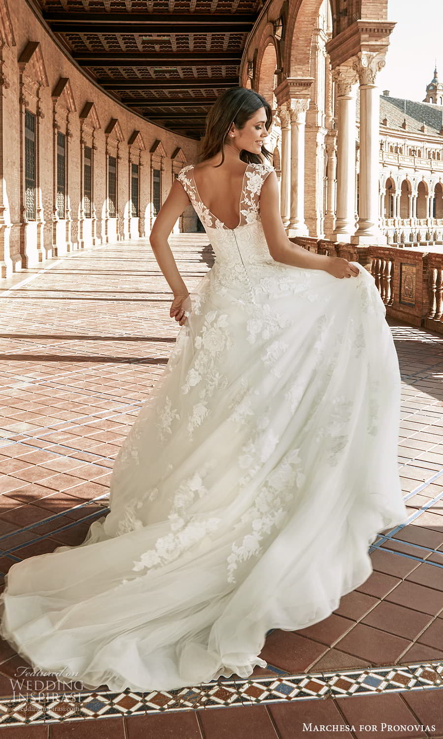 marchesa for pronovias 2022 bridal cap sleeves sheer bateau neckline embellished a line ball gown wedding dress chapel train (6) bv marchesa for pronovias 2022 bridal cap sleeves sheer bateau neckline embellished a line ball gown wedding dress chapel train (6) bv