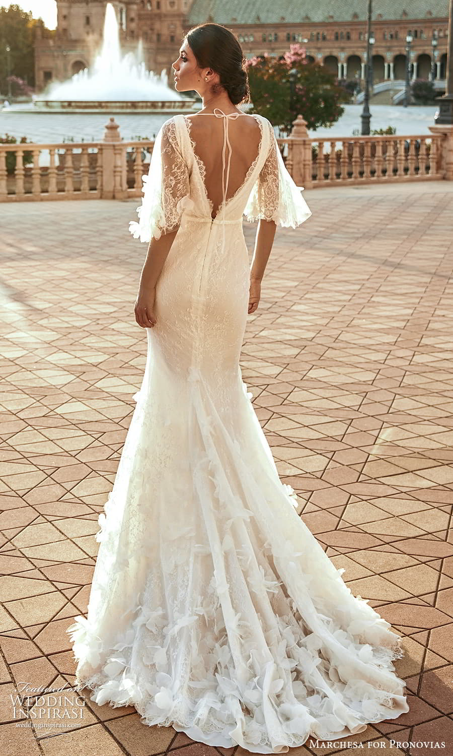 marchesa for pronovias 2022 bridal flutter sleeve cowl neckline embellished lace sheath wedding dress sweep train (19) bv marchesa for pronovias 2022 bridal flutter sleeve cowl neckline embellished lace sheath wedding dress sweep train (19) bv