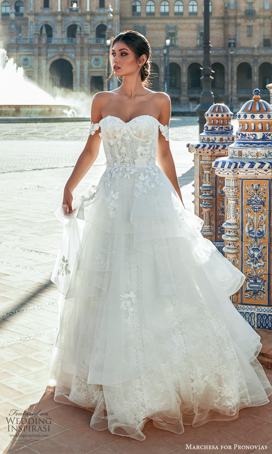 marchesa for pronovias 2022 bridal off shoulder straps sweetheart neckline embellished bodice a line ball gown wedding dress chapel train (3) mv marchesa for pronovias 2022 bridal off shoulder straps sweetheart neckline embellished bodice a line ball gown wedding dress chapel train (3) mv
