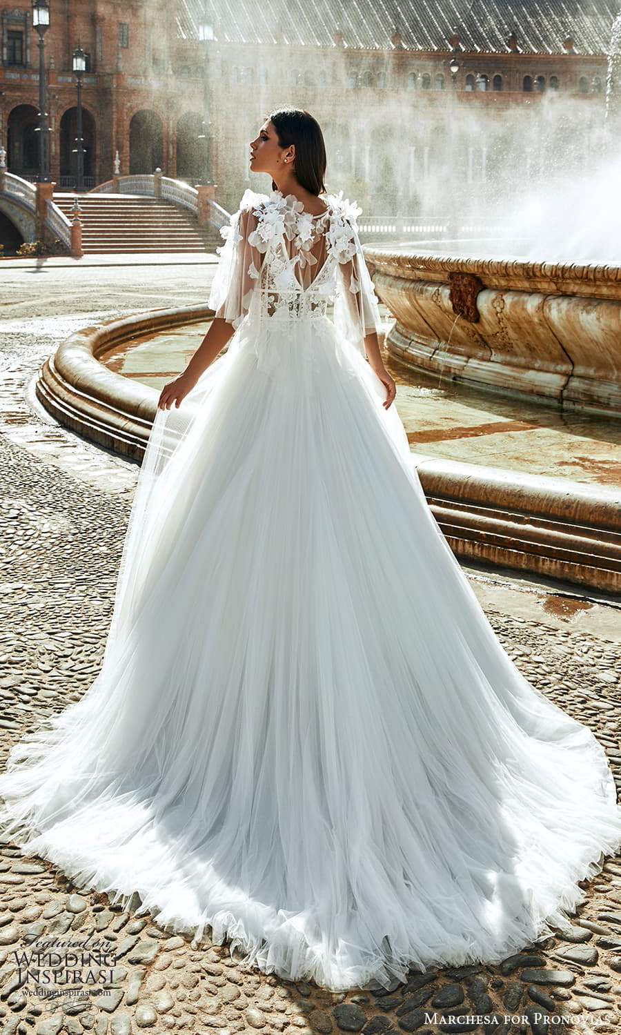 marchesa for pronovias 2022 bridal sleeveless straps plunging v necklnie embellished bodice a line wedding dress chapel train cape (12) bv marchesa for pronovias 2022 bridal sleeveless straps plunging v necklnie embellished bodice a line wedding dress chapel train cape (12) bv