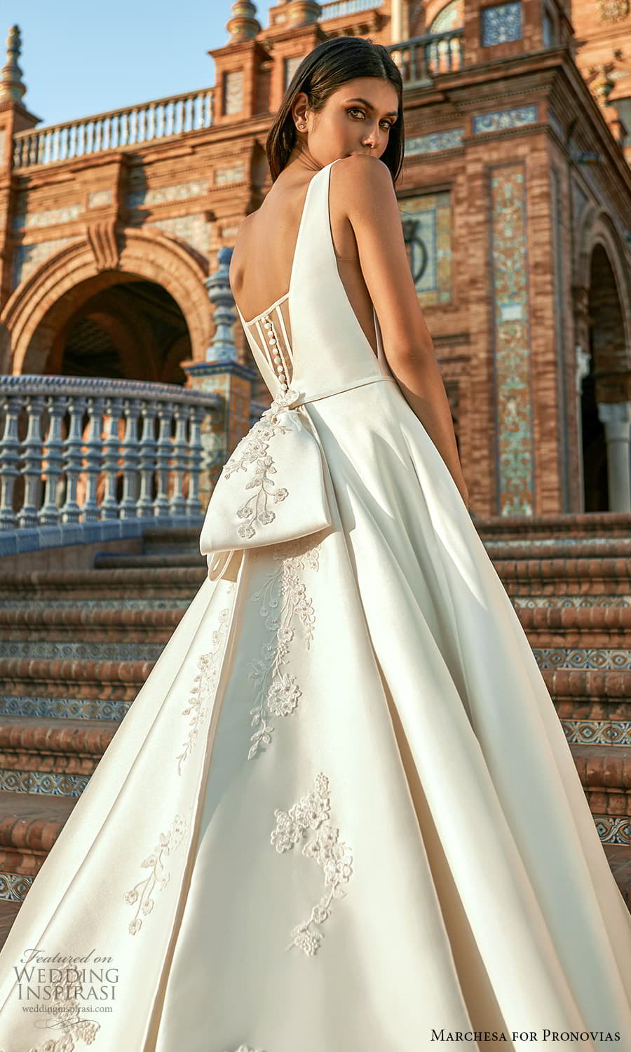 marchesa for pronovias 2022 bridal sleeveless straps v neckline clean minimalist a line ball gown wedding dress chapel train (20) zbv marchesa for pronovias 2022 bridal sleeveless straps v neckline clean minimalist a line ball gown wedding dress chapel train (20) zbv