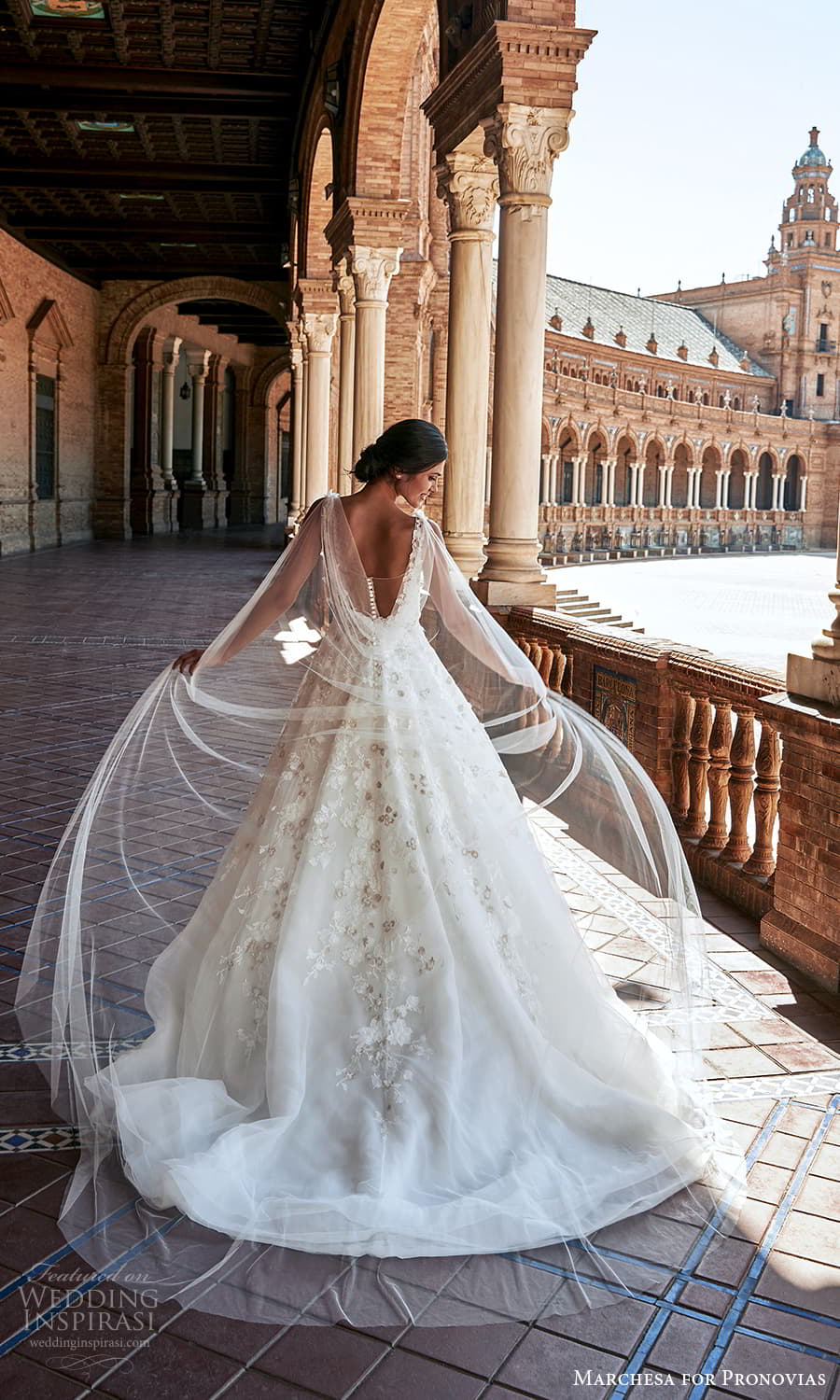 marchesa for pronovias 2022 bridal sleeveless straps v neckline embellished a line ball gown wedding dress chapel train (9) bv marchesa for pronovias 2022 bridal sleeveless straps v neckline embellished a line ball gown wedding dress chapel train (9) bv
