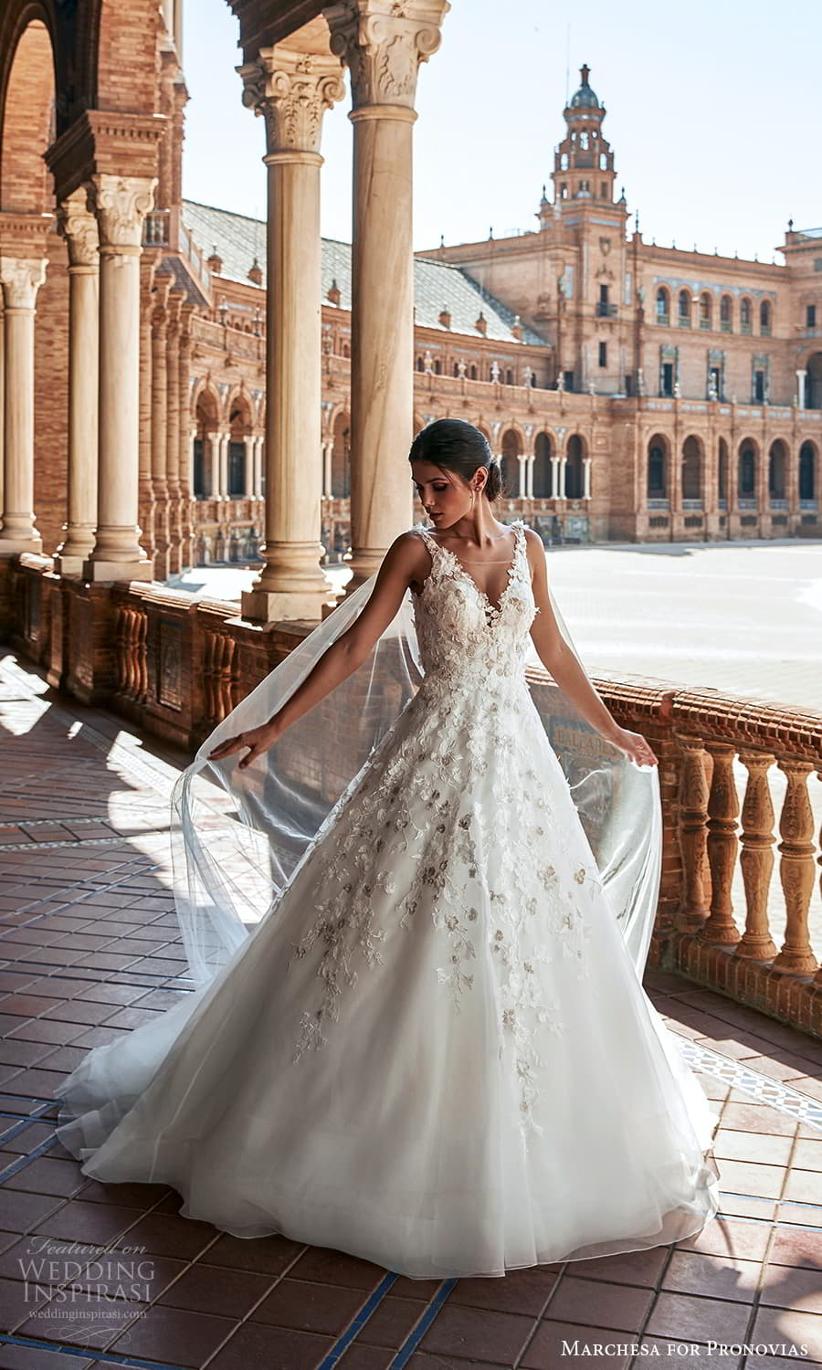 marchesa for pronovias 2022 bridal sleeveless straps v neckline embellished a line ball gown wedding dress chapel train (9) mv marchesa for pronovias 2022 bridal sleeveless straps v neckline embellished a line ball gown wedding dress chapel train (9) mv