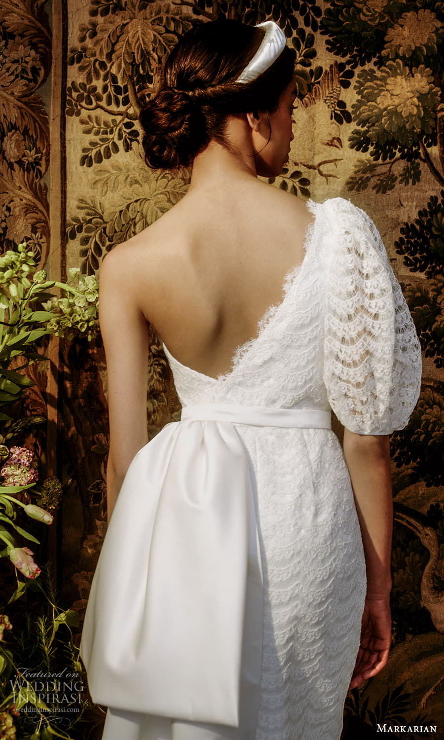 markarian spring 2022 bridal elbow length puff sleeve one shoulder lace short wedding dress (10) bv markarian spring 2022 bridal elbow length puff sleeve one shoulder lace short wedding dress (10) bv