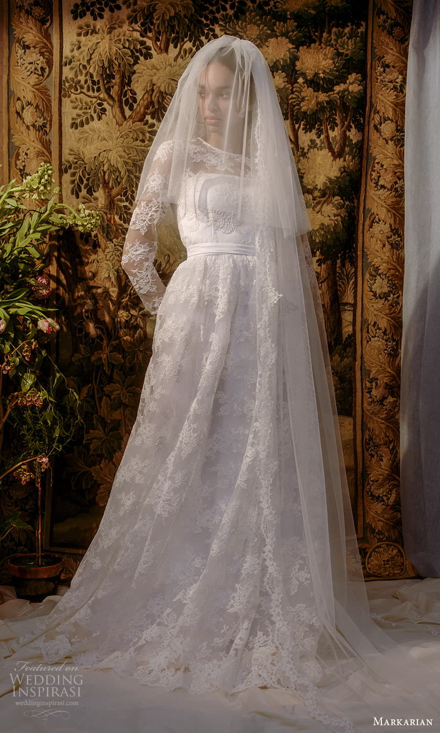 markarian spring 2022 bridal long sleeve jewel neckline fully embellished a line ball gown wedding dress chapel train veil (7) mv markarian spring 2022 bridal long sleeve jewel neckline fully embellished a line ball gown wedding dress chapel train veil (7) mv