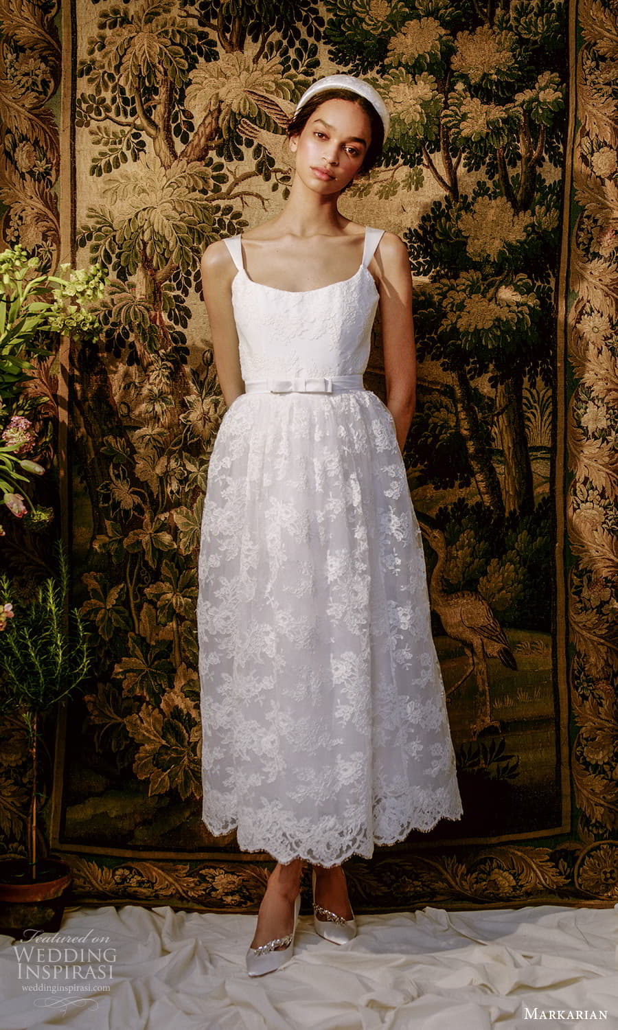 markarian spring 2022 bridal sleeveless straps square neckline embellished lace a line tea length wedding dress (4) fv markarian spring 2022 bridal sleeveless straps square neckline embellished lace a line tea length wedding dress (4) fv