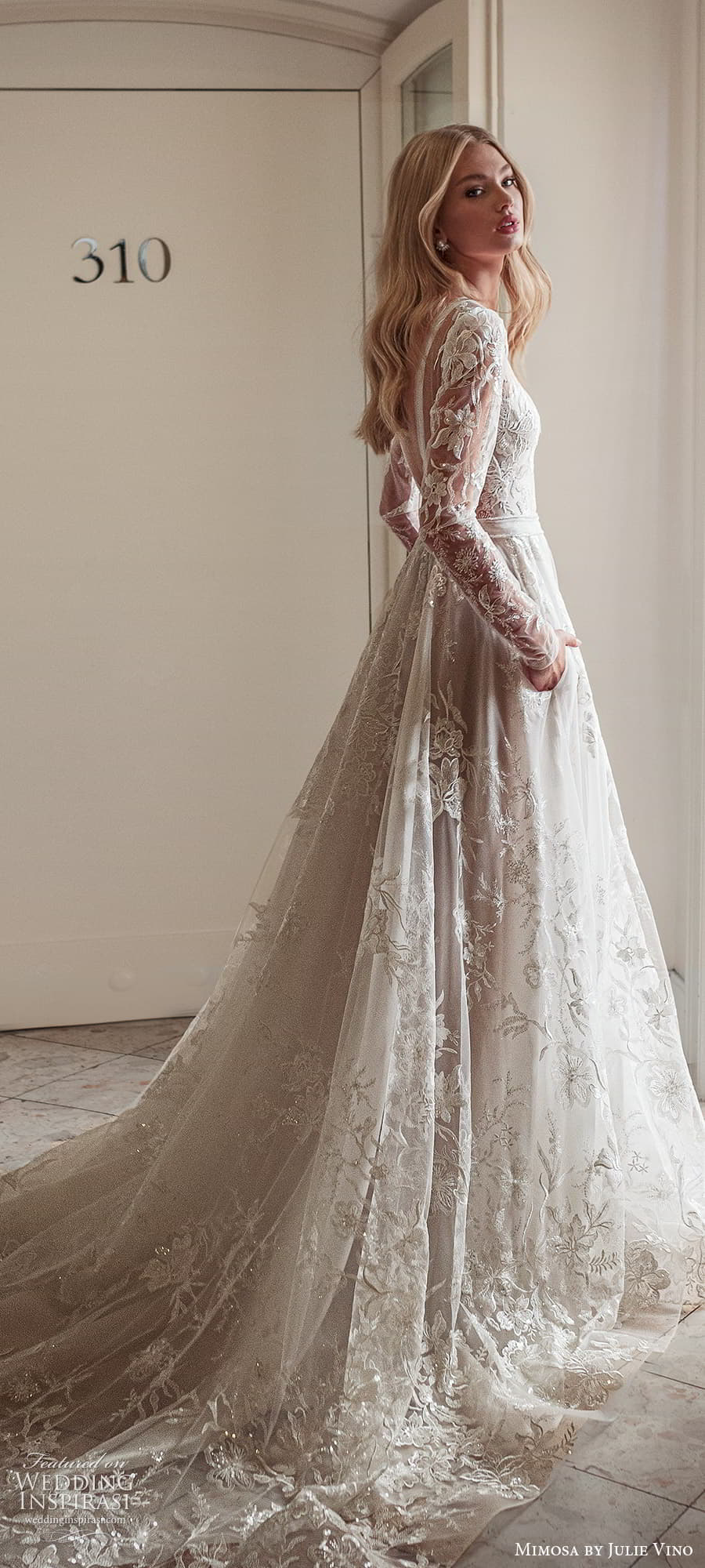 mimosa julie vino 2021 bridal long sleeve plunging v neckline fully embellished a line ball gown wedding dress (4) lv