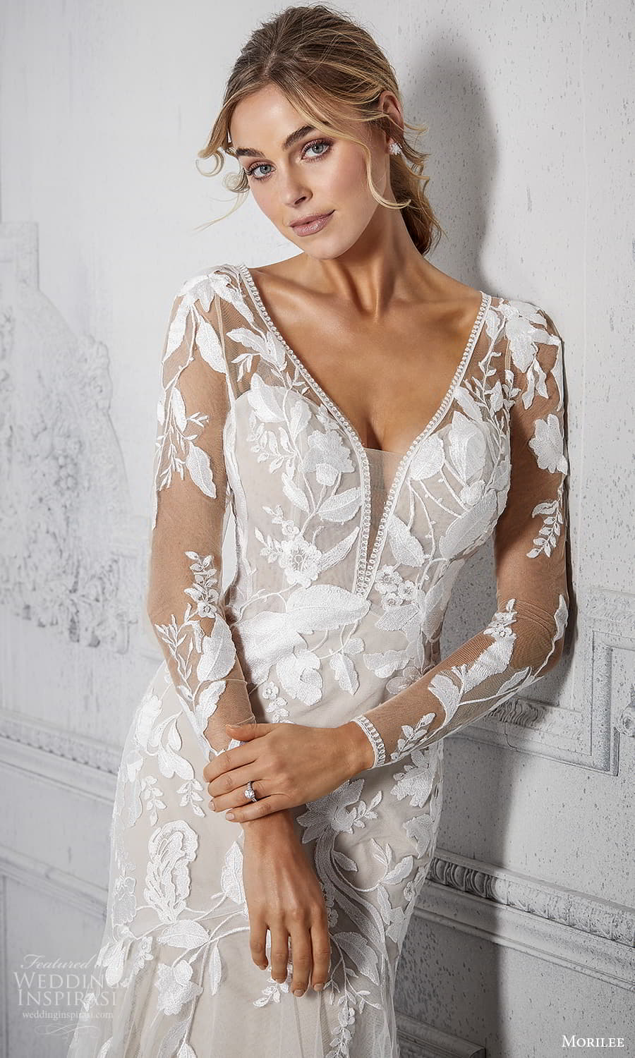 morilee spring 2022 bridal sheer sleeve v necklnie fully embellished fit flare mermaid wedding dress chapel train (5) zv morilee spring 2022 bridal sheer sleeve v necklnie fully embellished fit flare mermaid wedding dress chapel train (5) zv