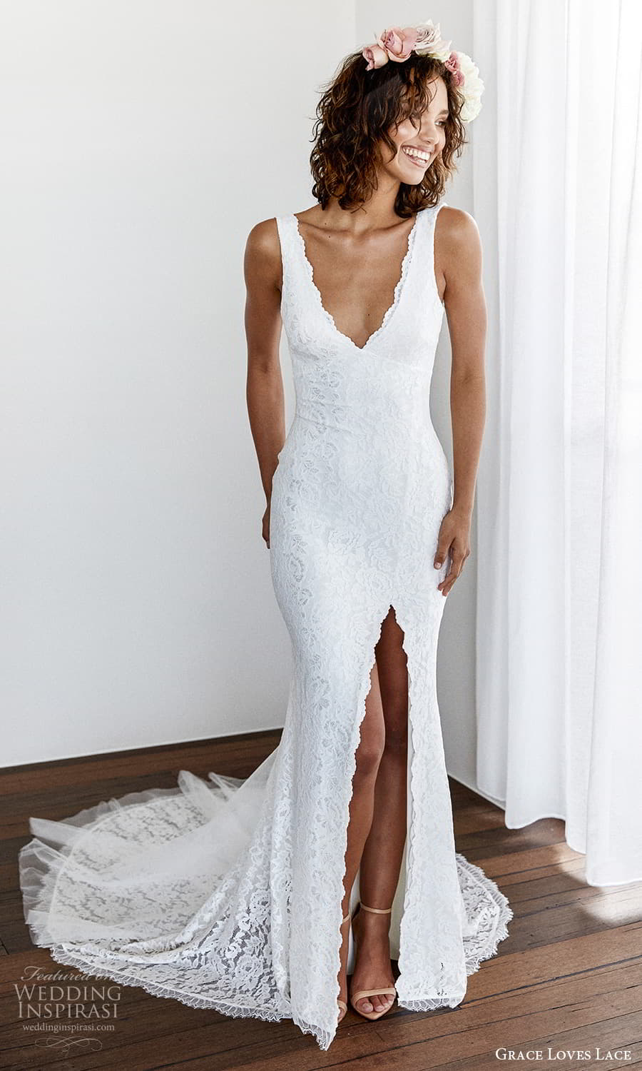 grace loves lace 2021 capsule bridal sleeveless straps v neckline fully embellished lace sheath wedding dress chapel train (2) mv