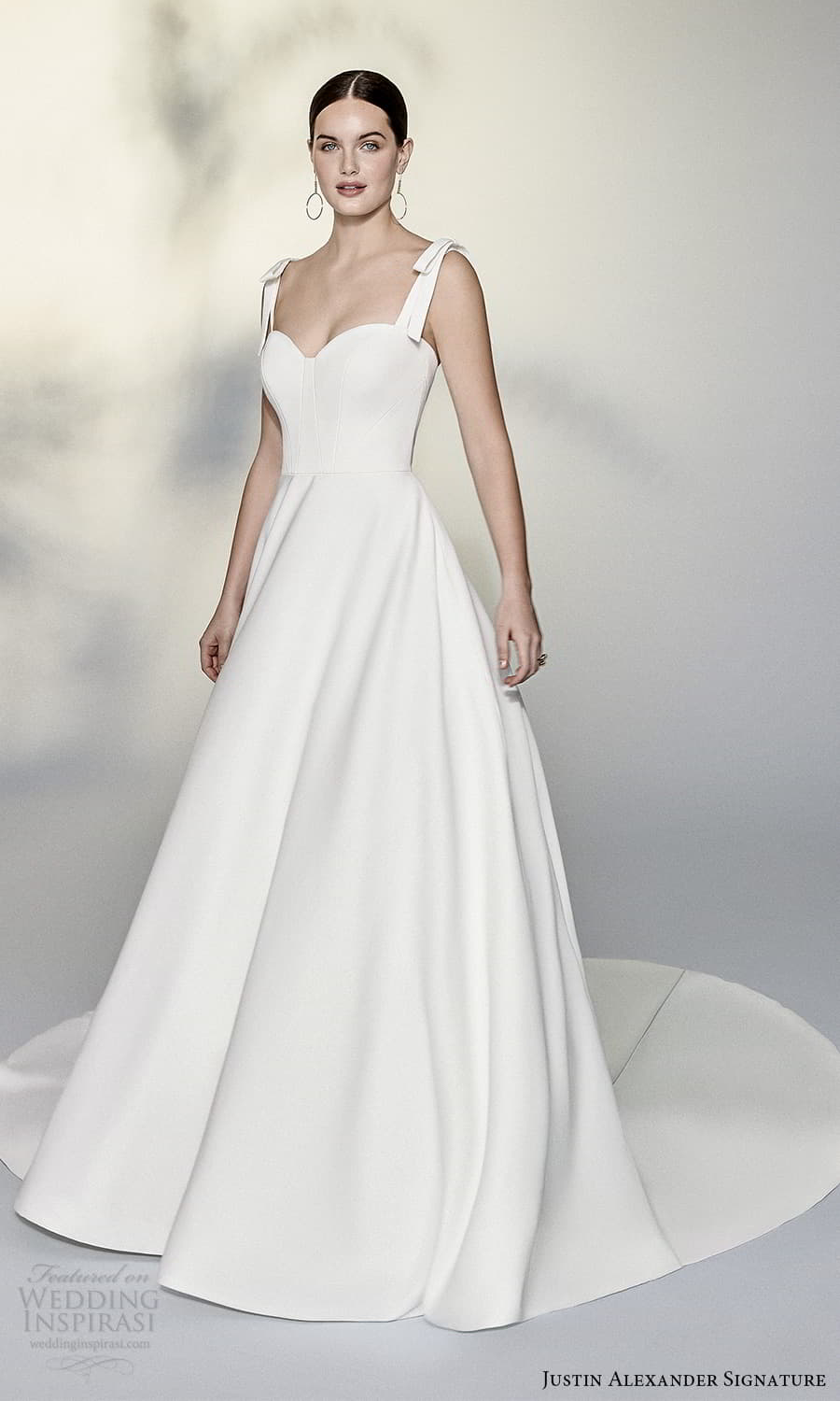 justin alexander signature spring 2022 bridal sleeveless straps sweetheart neckline clean minimalist a line ball gown wedding dress chapel train (3) mv