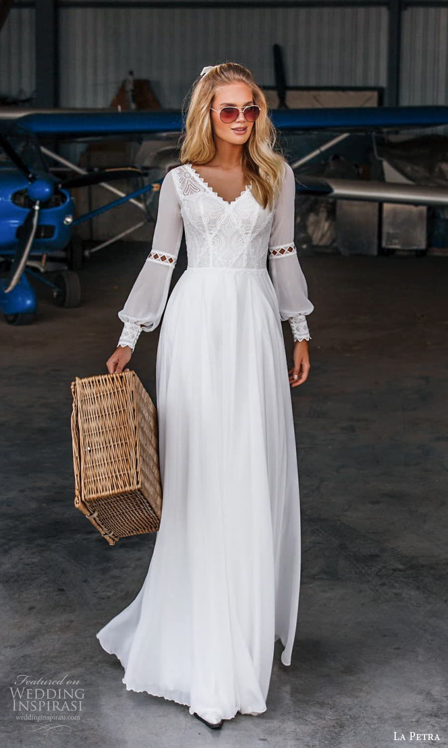 la petra 2021 bridal bishop sleeve v neckline embellished bodice a line wedding dress (22) mv