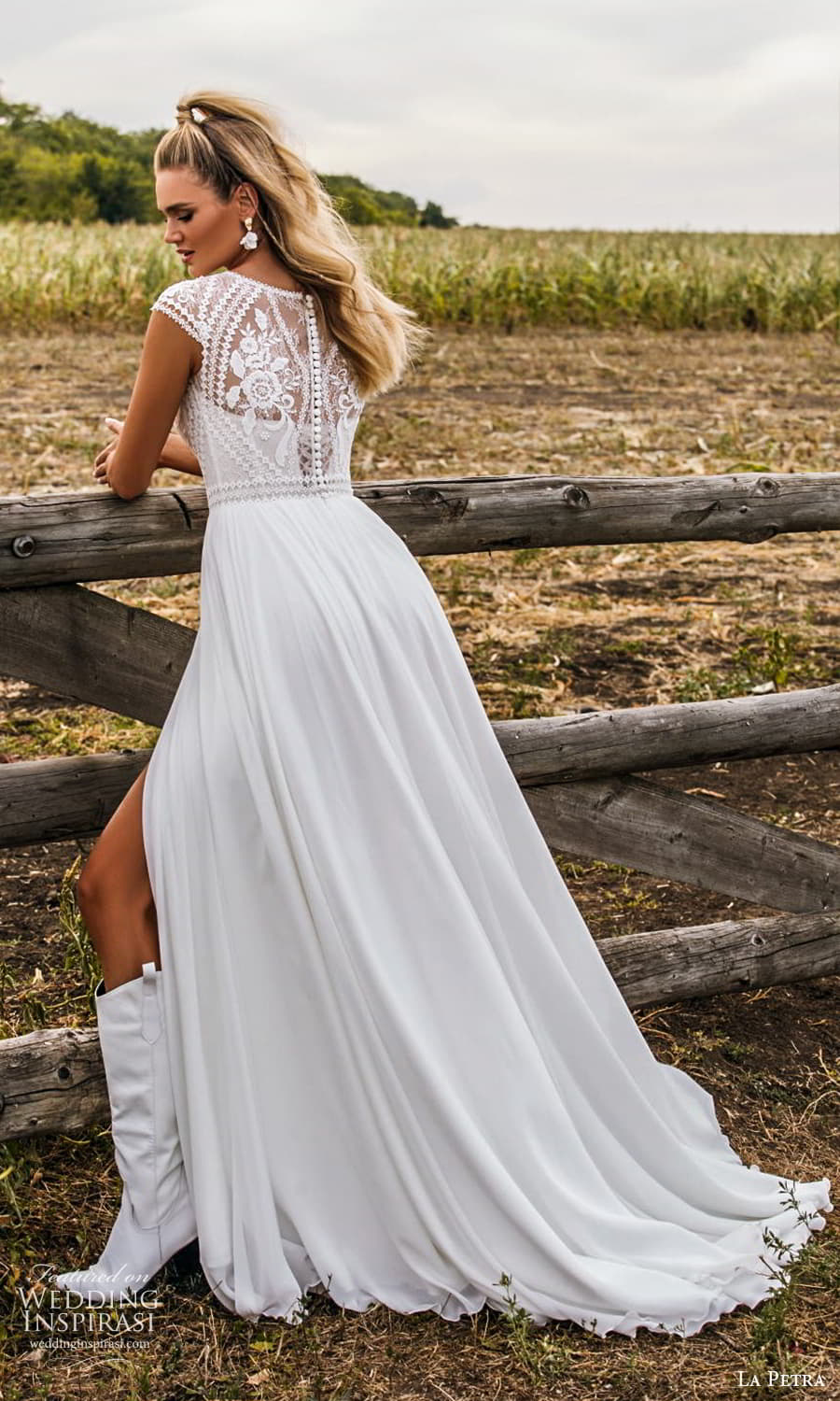 la petra 2021 bridal cap sleeve jewel neckline embellished lace bodice clean skirt a line wedding dress sweep train (9) bv