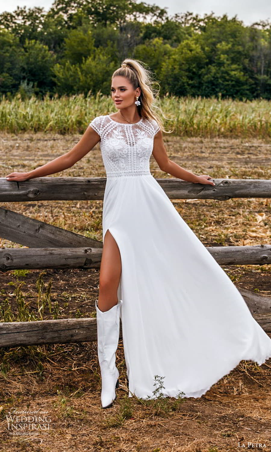 la petra 2021 bridal cap sleeve jewel neckline embellished lace bodice clean skirt a line wedding dress sweep train (9) mv