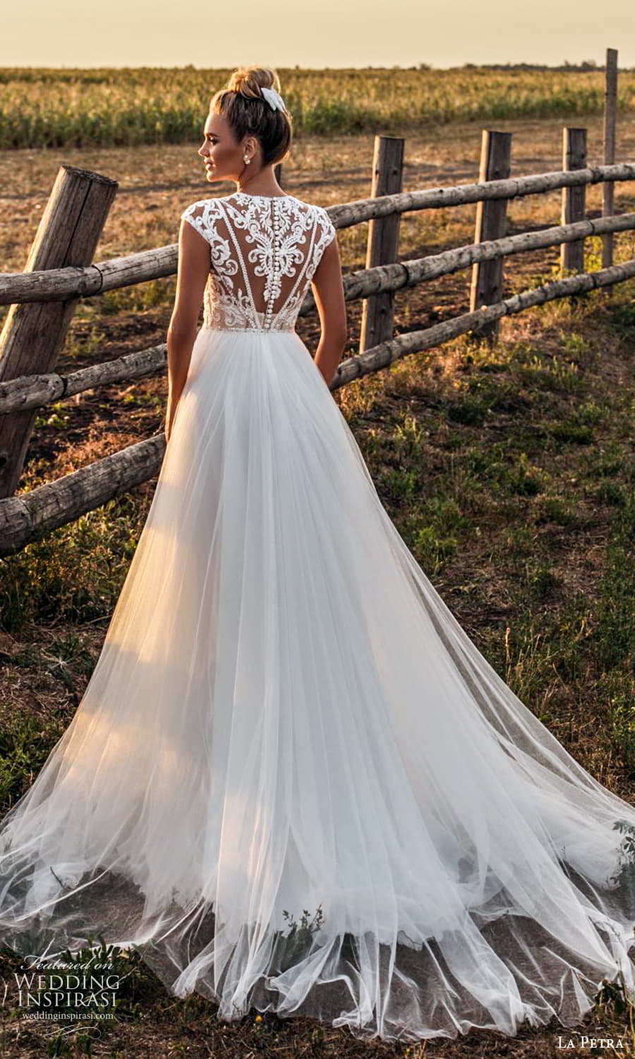la petra 2021 bridal sheer cap sleeve jewel neckline embellished bodice clean skirt a line wedding drss chapel train (10) bv