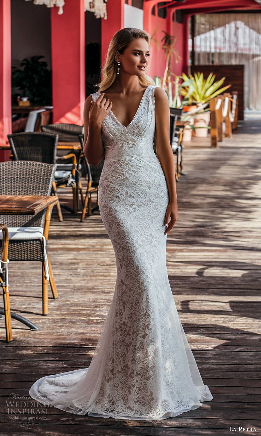 la petra 2021 bridal sleeveless straps v neckline fully embellished lace sheath wedding dress chapel train (19) mv