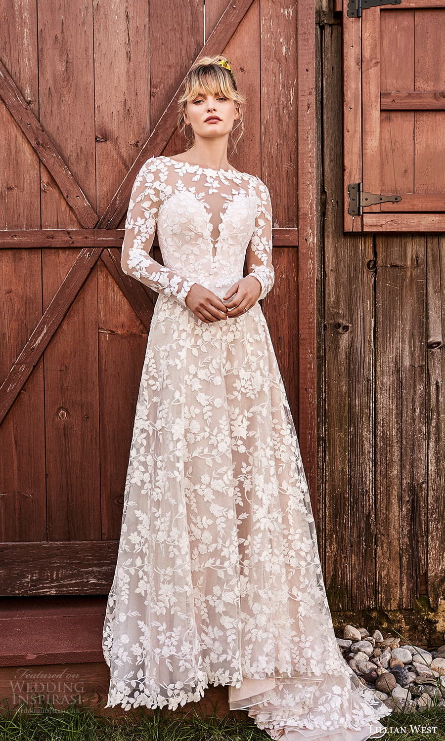 lillian west fall 2021 bridal long sleeve jewel neckline fully embellished a line wedding dress chapel train (4) mv lillian west fall 2021 bridal long sleeve jewel neckline fully embellished a line wedding dress chapel train (4) mv