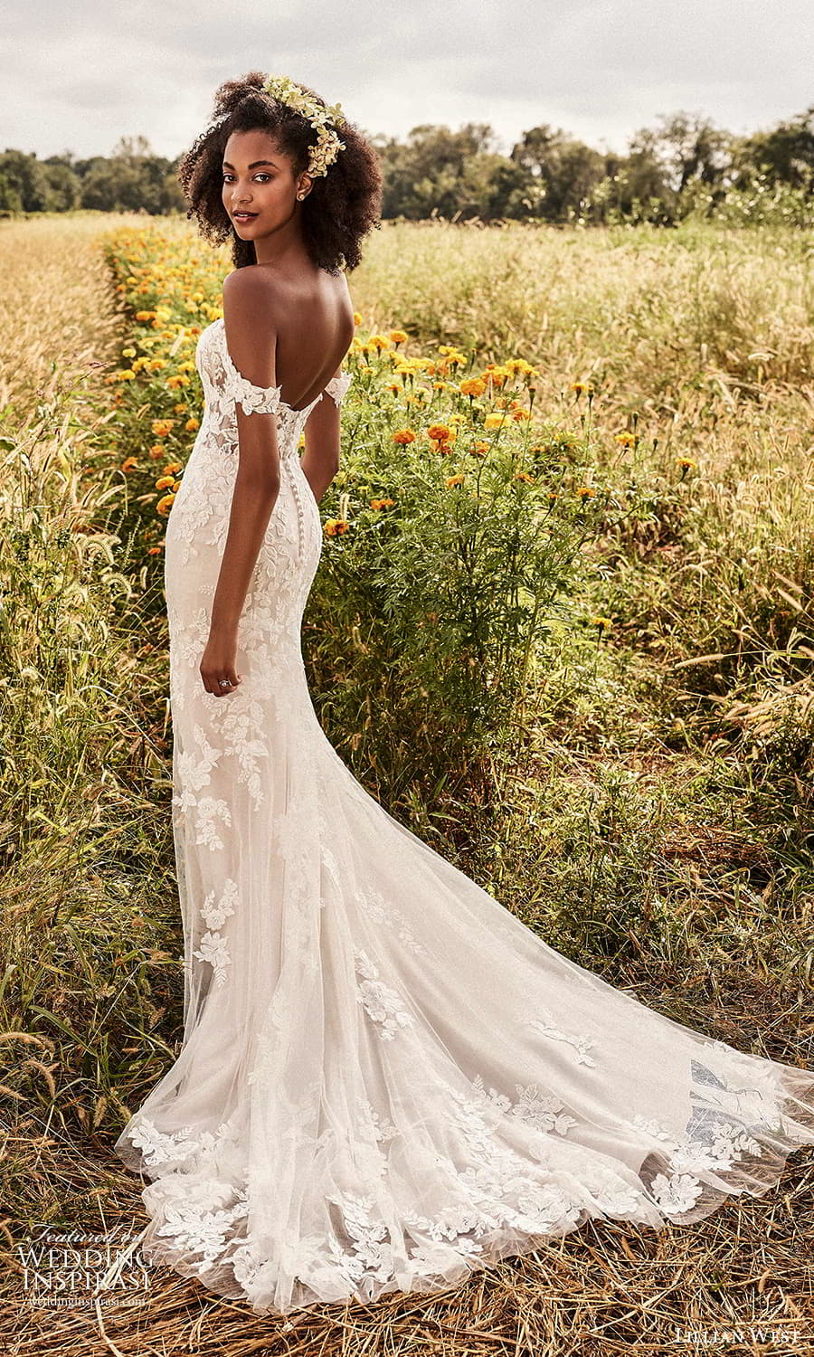 lillian west fall 2021 bridal off shoulder straps sweetheart neckline fully embellished lace sheath wedding dress chapel train (9) bv lillian west fall 2021 bridal off shoulder straps sweetheart neckline fully embellished lace sheath wedding dress chapel train (9) bv