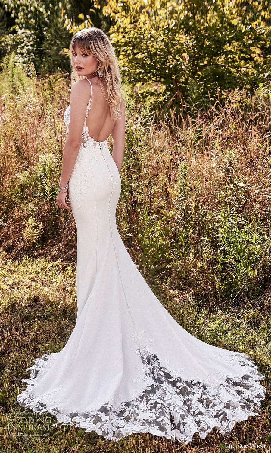 lillian west fall 2021 bridal sleeveless straps scoop neckline embellished bodice clean skirt sheath wedding dress chapel train (20) bv lillian west fall 2021 bridal sleeveless straps scoop neckline embellished bodice clean skirt sheath wedding dress chapel train (20) bv
