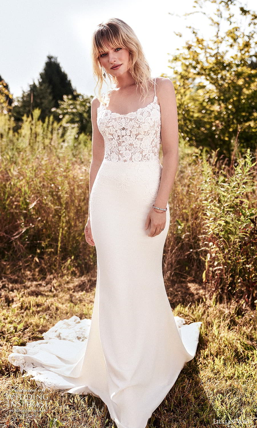 lillian west fall 2021 bridal sleeveless straps scoop neckline embellished bodice clean skirt sheath wedding dress chapel train (20) mv lillian west fall 2021 bridal sleeveless straps scoop neckline embellished bodice clean skirt sheath wedding dress chapel train (20) mv